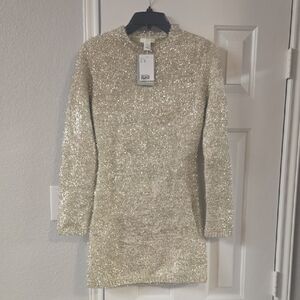 H&M Metallic Gold Textured Top
